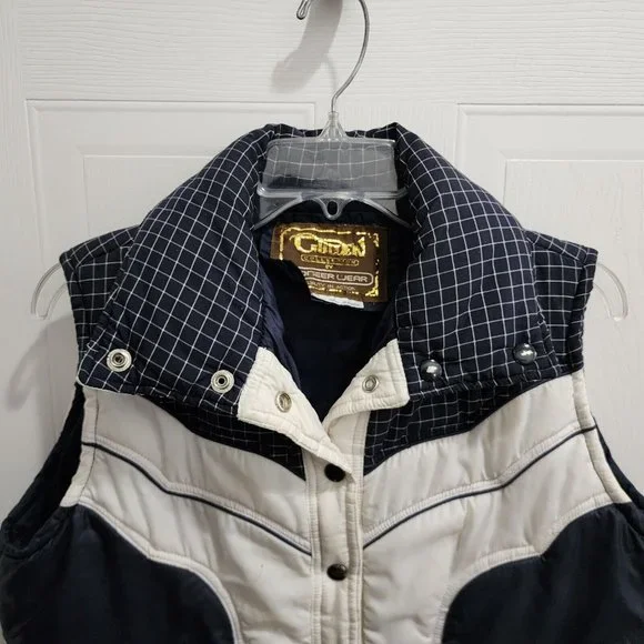 Vintage Golden Collection Pioneer Wear Women's Puffer Ski Vest Blue White Sz XL - Picture 2 of 15